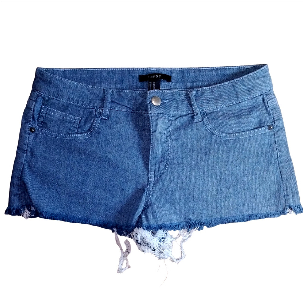 Forever 21 Gray Frayed Hem Jean Shorts